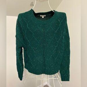 Ultra Flirt Cable Knit Sweater, Botanical Garden Green, size large